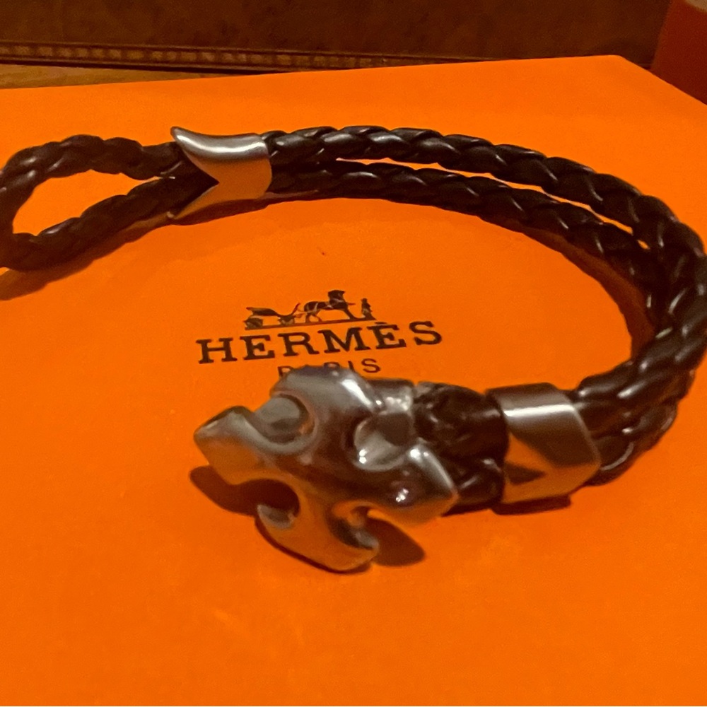 King baby style unisex bracelet - steel and leather